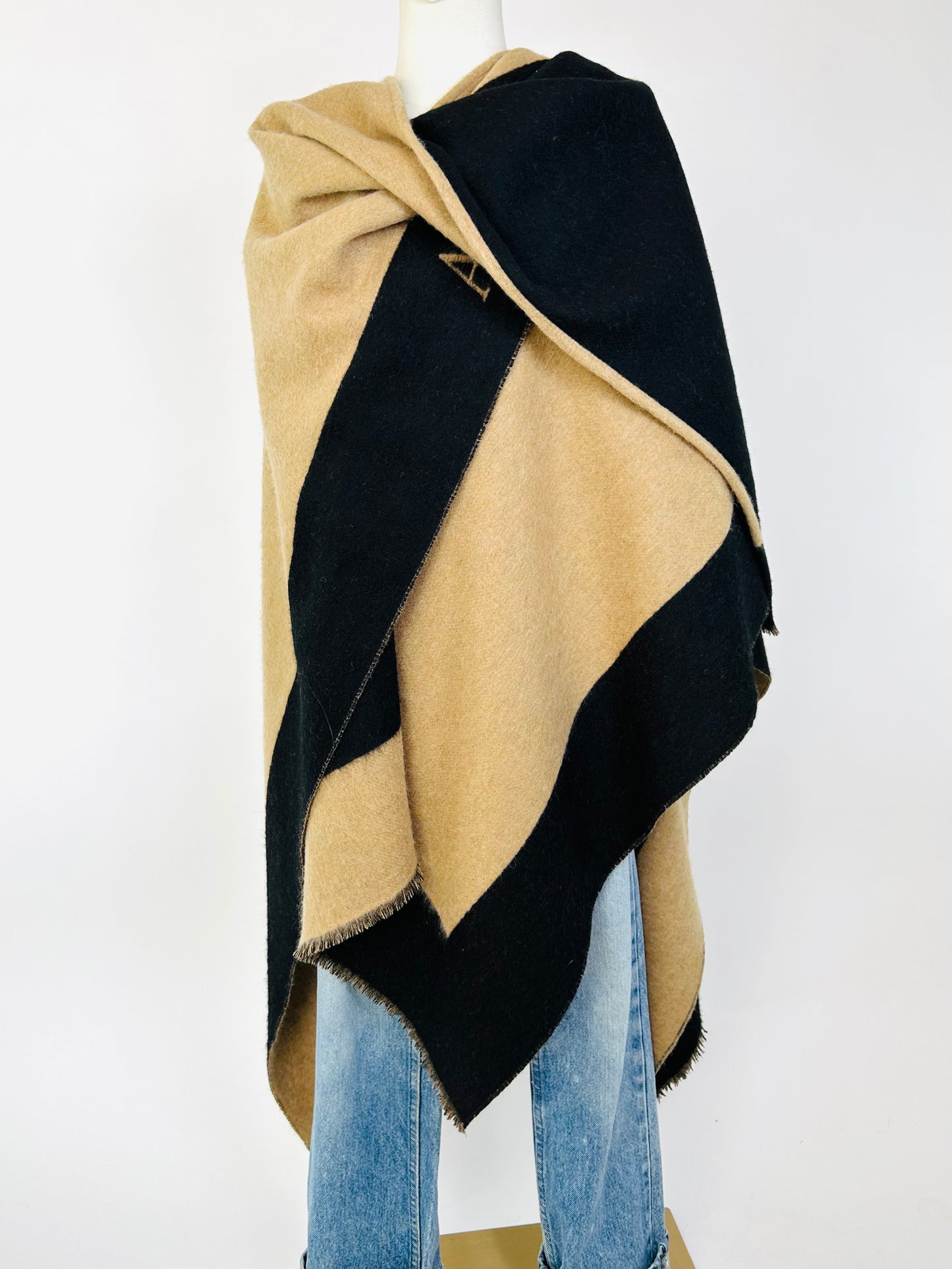 All Saints Black and Camel Cape