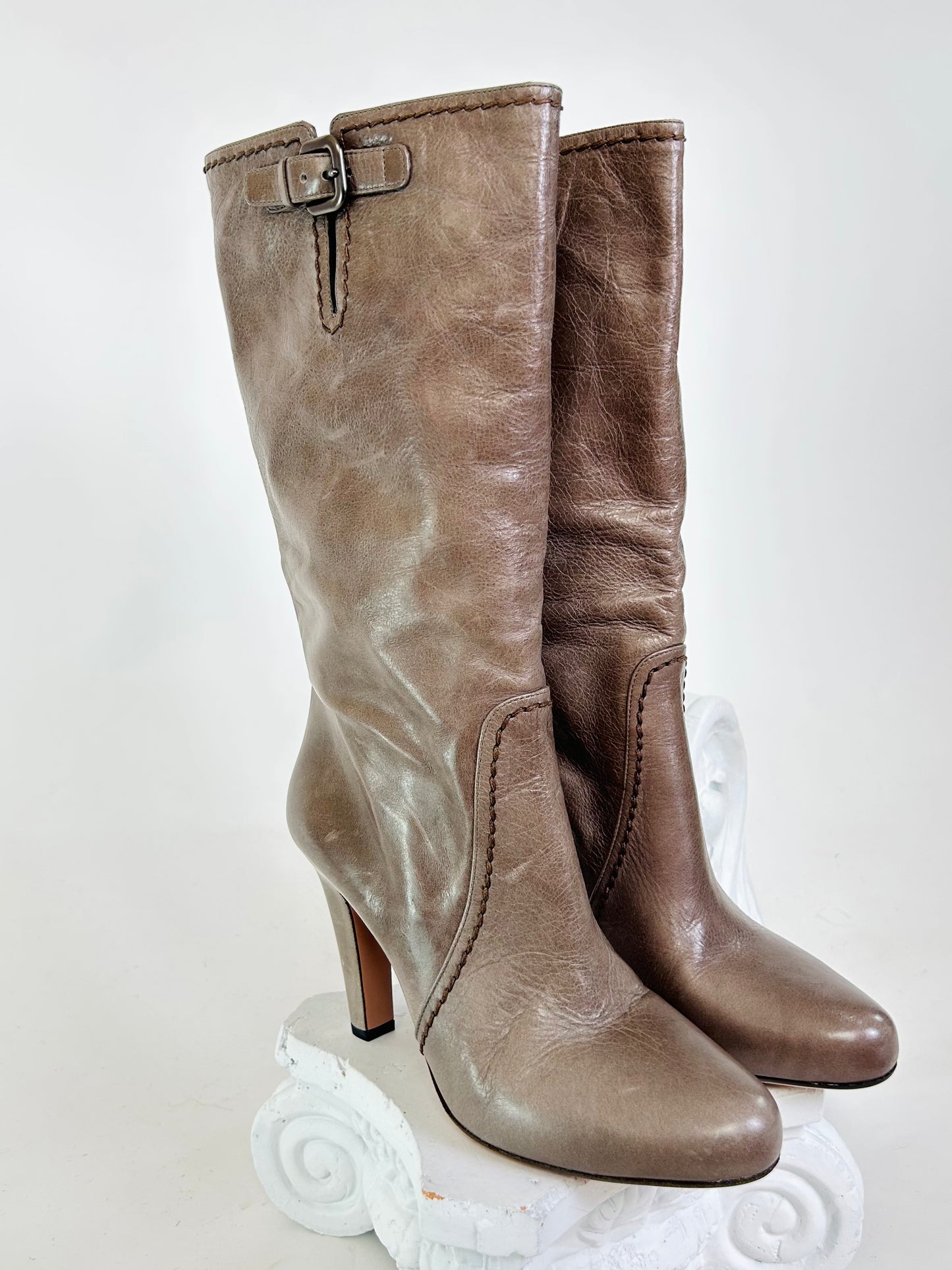Prada Taupe Heel Boot