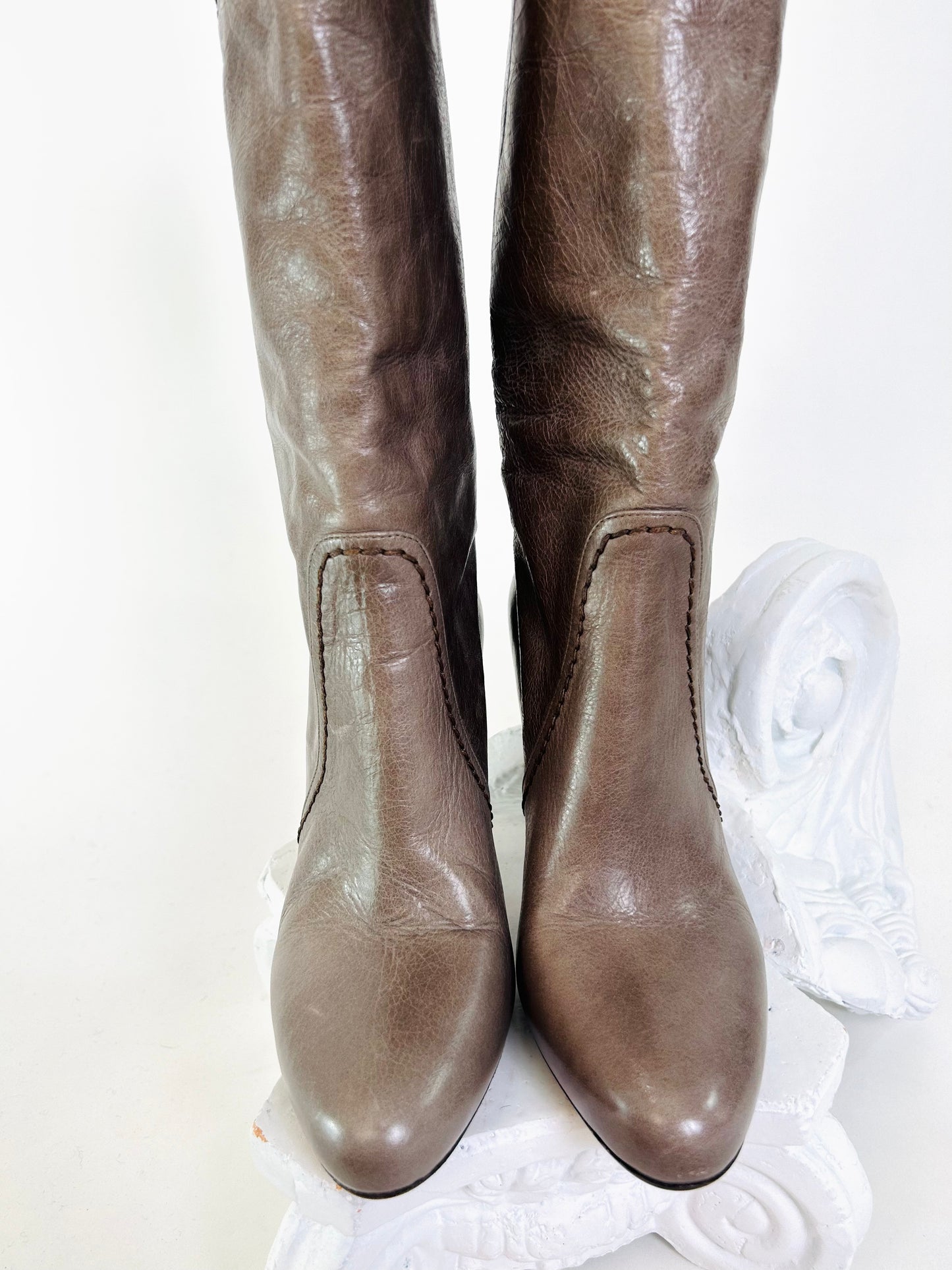 Prada Taupe Heel Boot