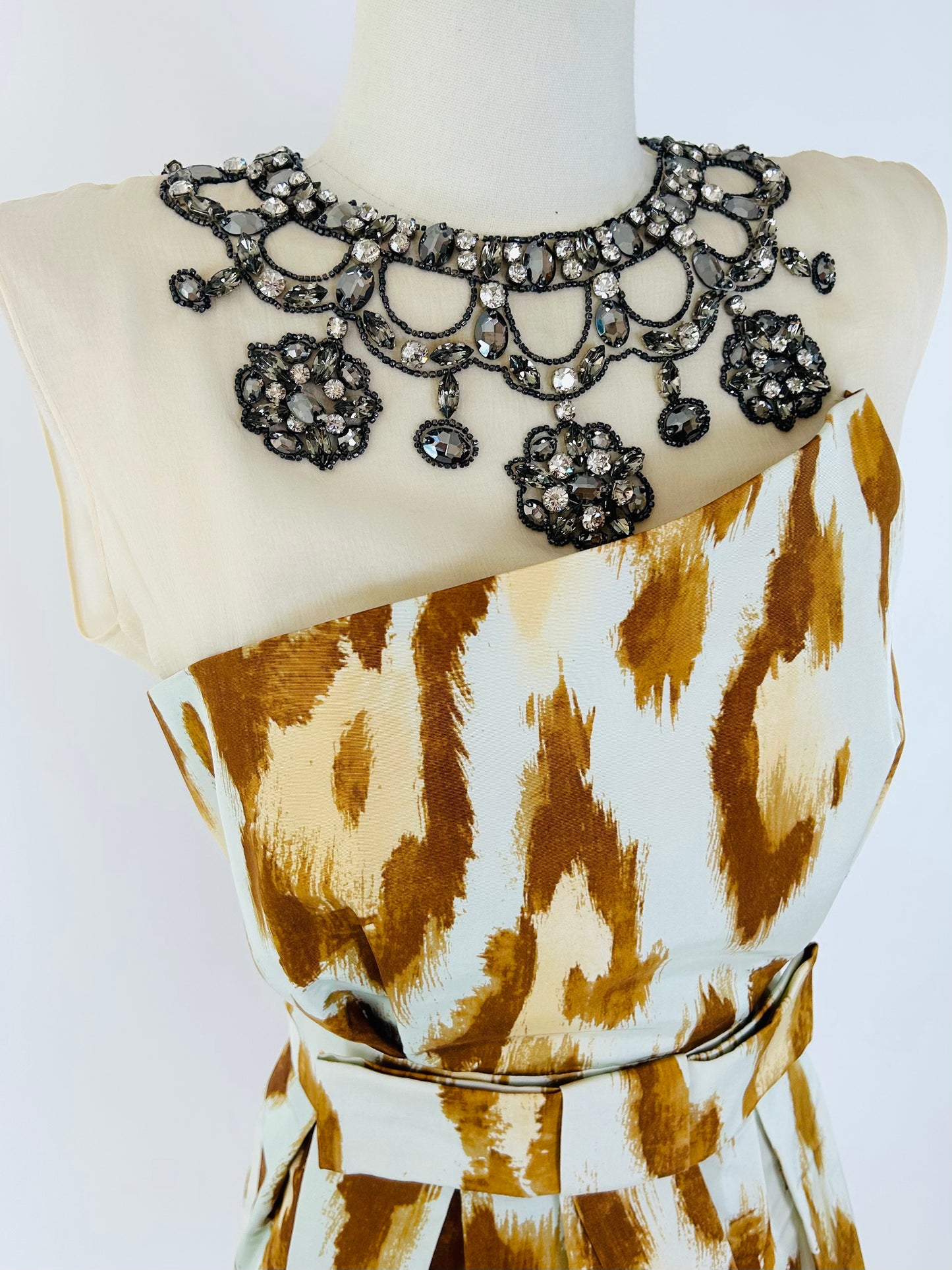 Y2K Dior by Galliano Runway Silk Cocktail Dress with Lesage Jewel Neck