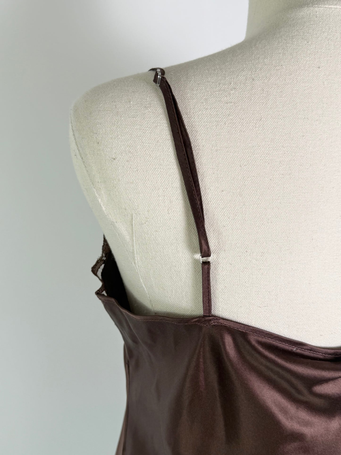 Shu Shu Brown Lace Trim Camy