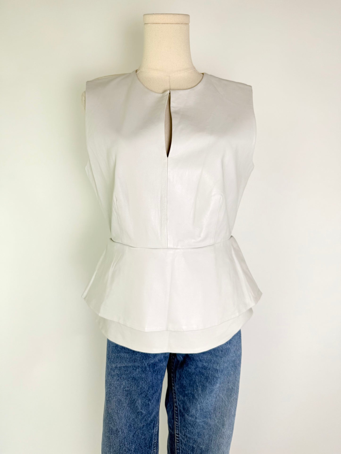 Diane Von Furstenberg Leather Peplum Top