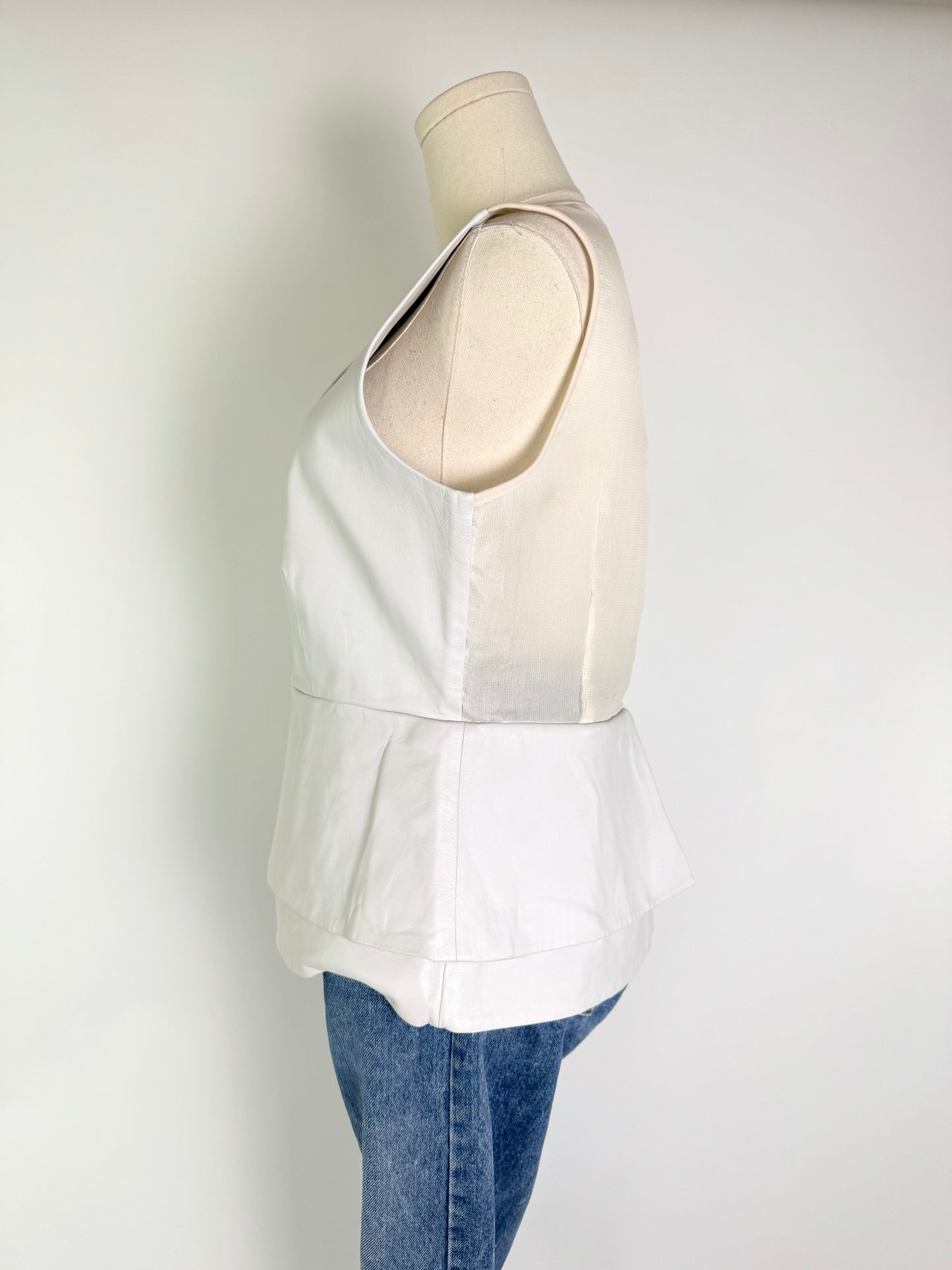 Diane Von Furstenberg Leather Peplum Top