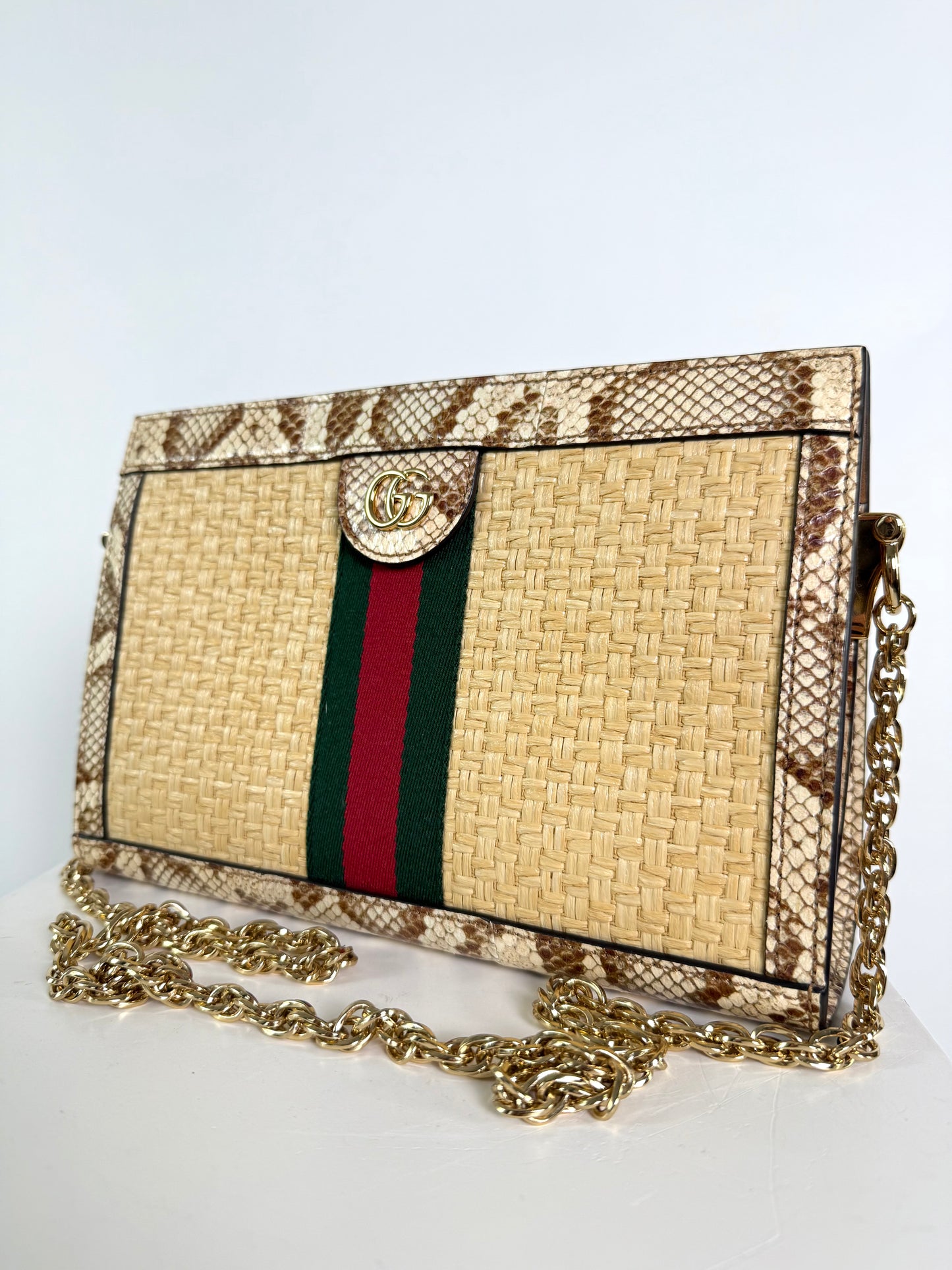 Gucci Raffia and Python Trim Ophidia bag