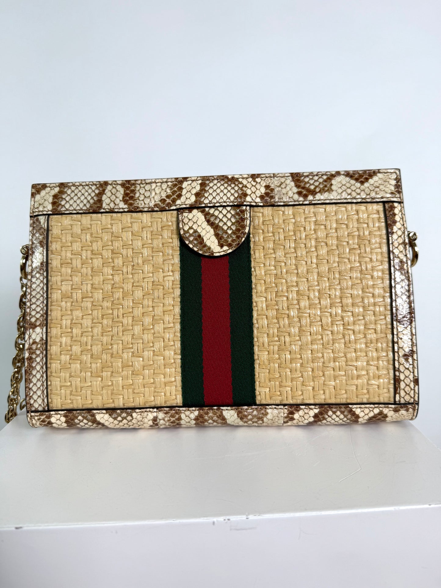 Gucci Raffia and Python Trim Ophidia bag