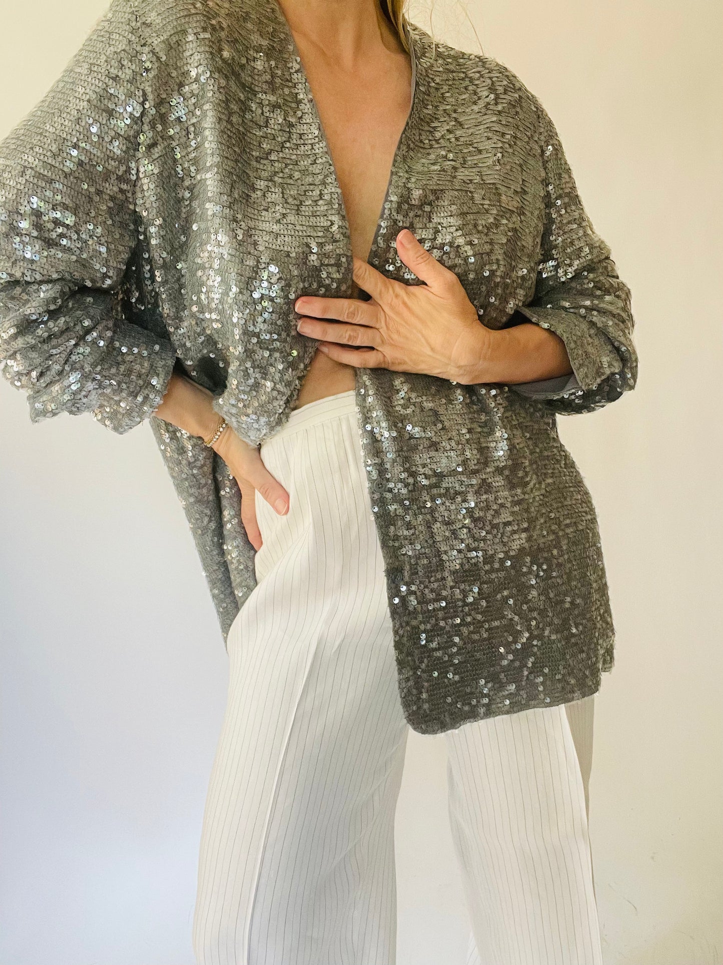 Lapointe Gray Sequin Jacket
