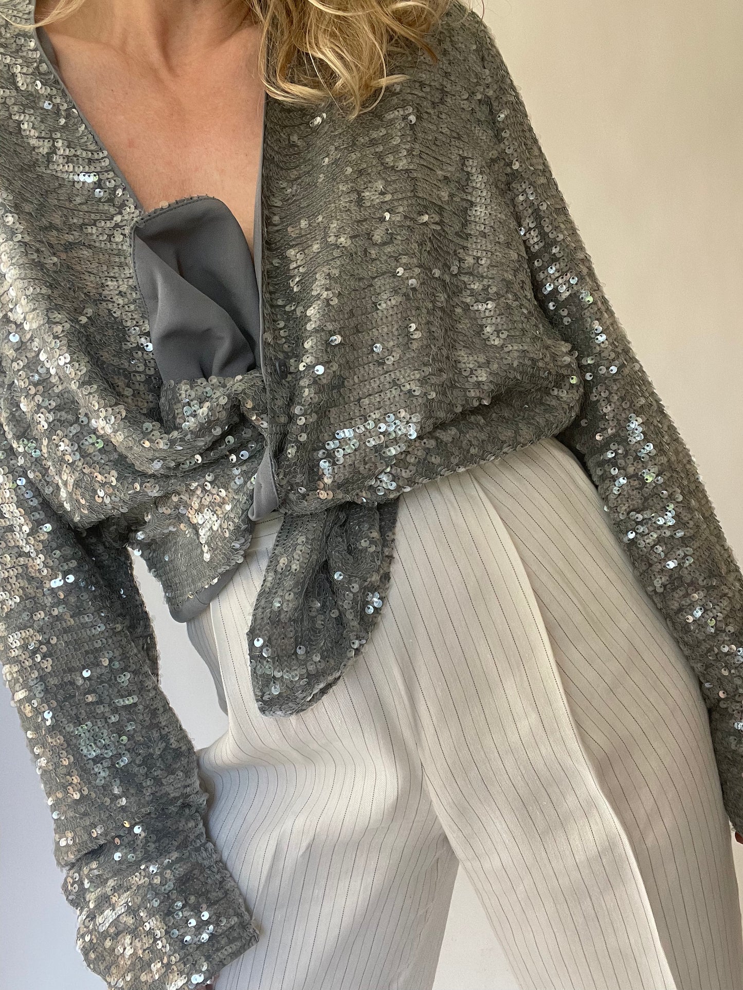 Lapointe Gray Sequin Jacket