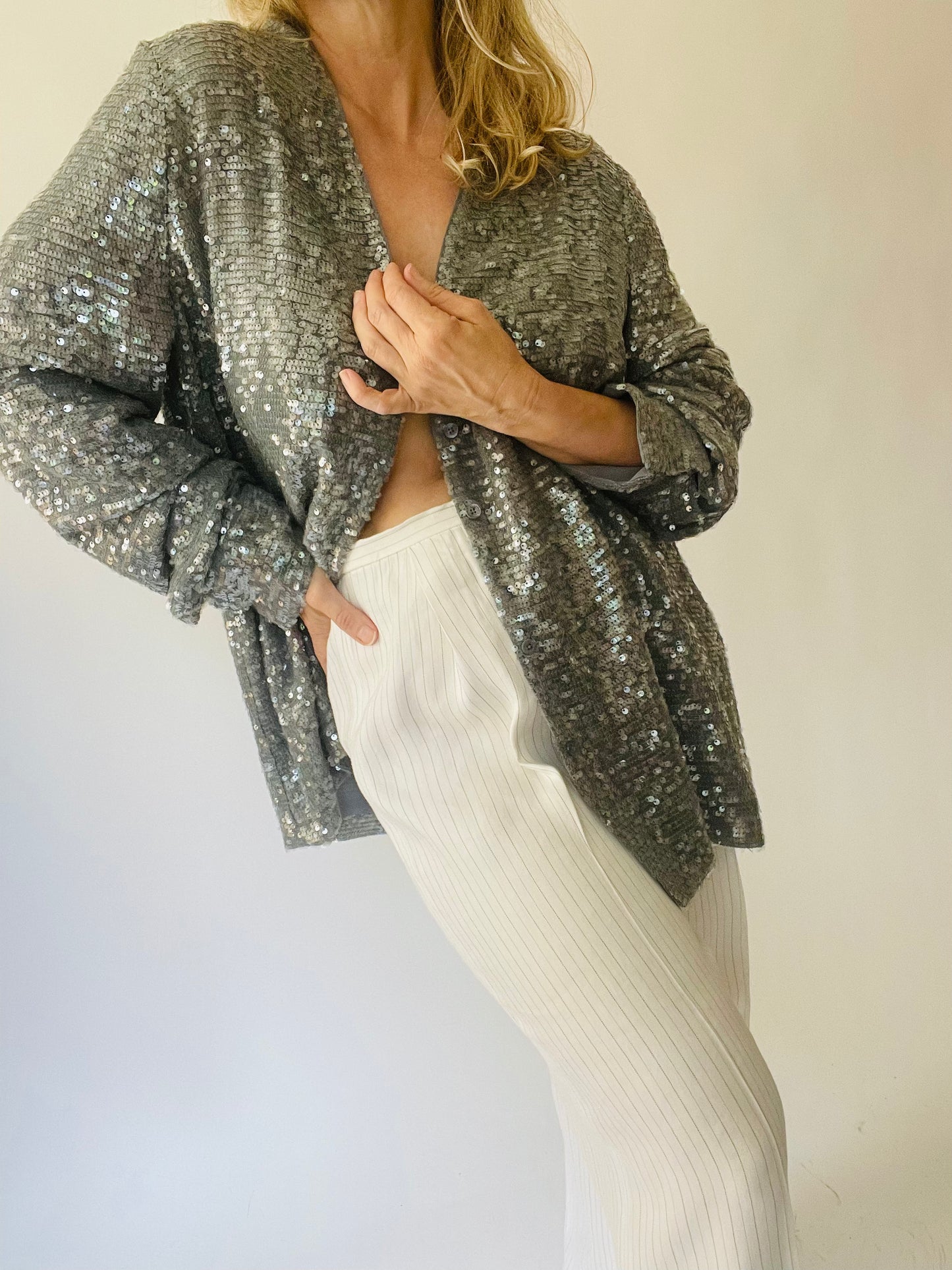 Lapointe Gray Sequin Jacket