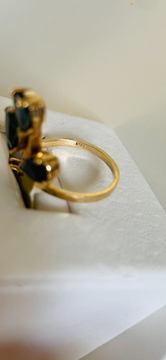 Vintage 14K Blue Sapphire and Diamond Ring