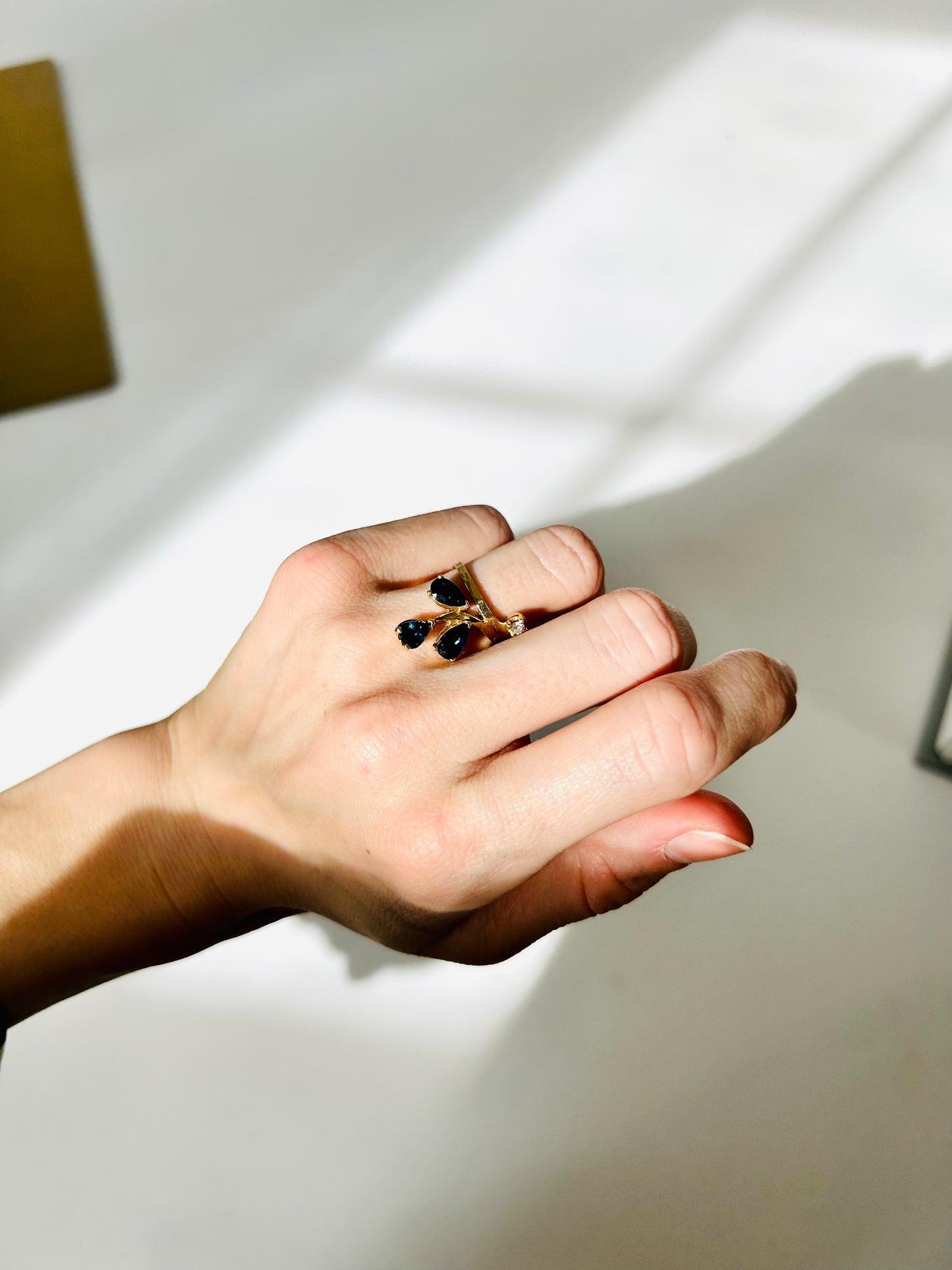 Vintage 14K Blue Sapphire and Diamond Ring