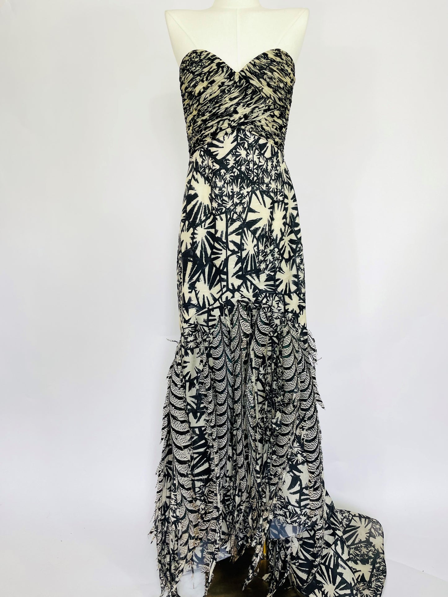 Oscar de la Rrenta 2008 AD Campaign Silk Pheasant Feather Runway Dress Gown