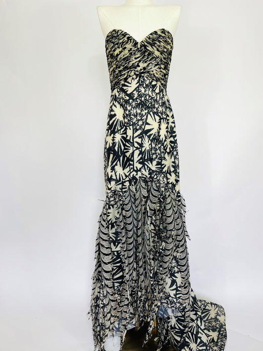 Oscar de la Rrenta 2008 AD Campaign Silk Pheasant Feather Runway Dress Gown