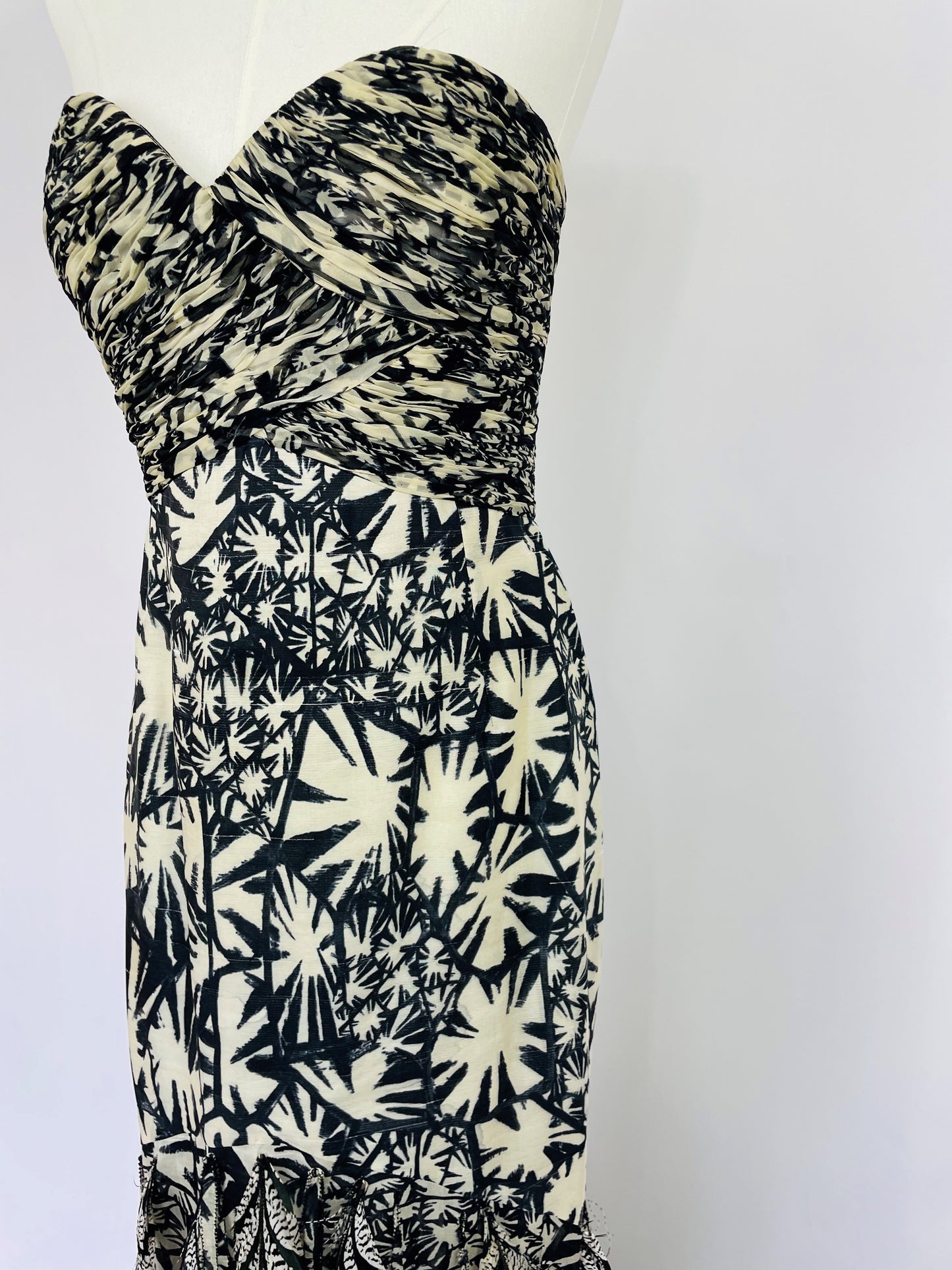 Oscar de la Rrenta 2008 AD Campaign Silk Pheasant Feather Runway Dress Gown