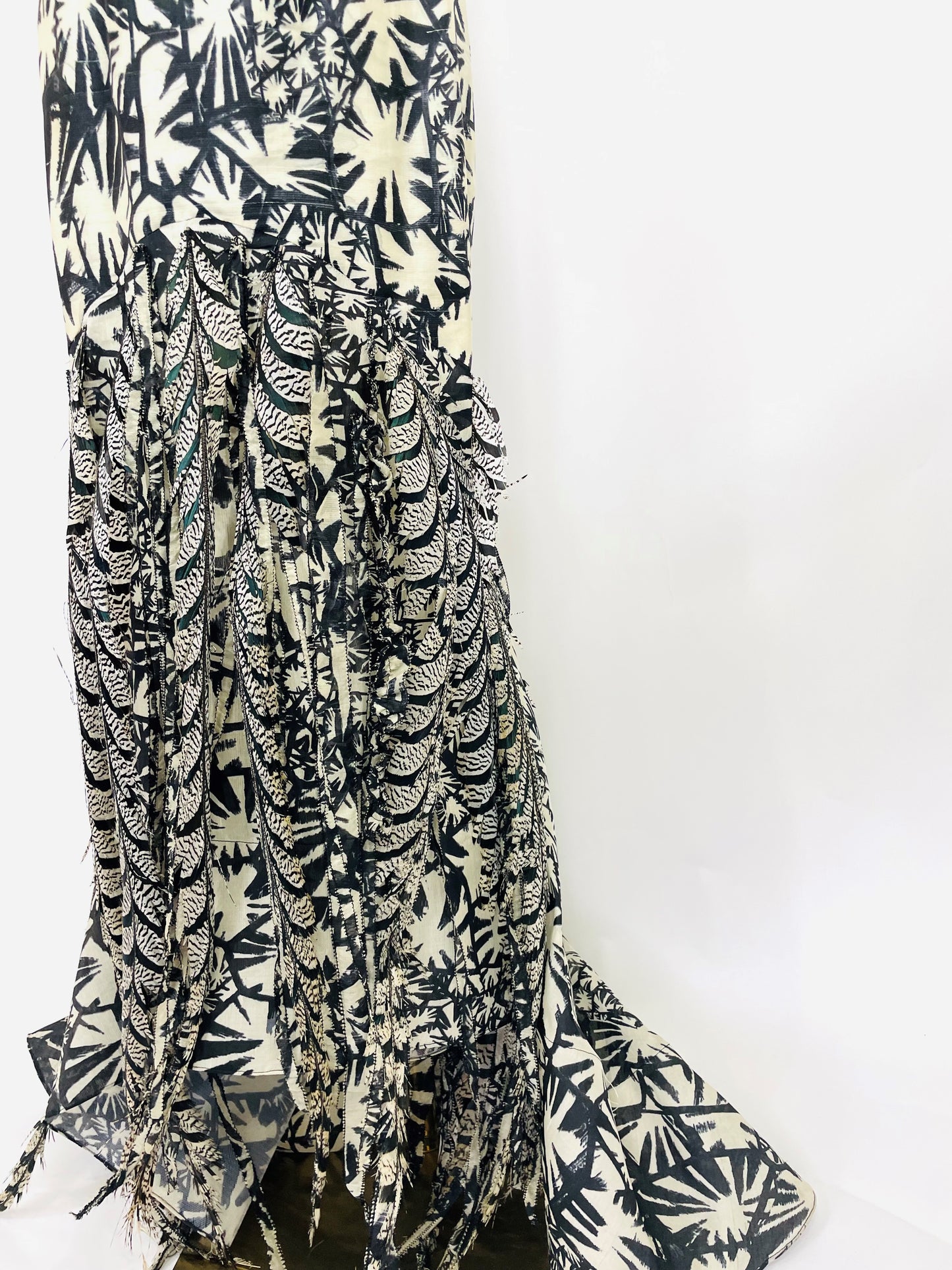 Oscar de la Rrenta 2008 AD Campaign Silk Pheasant Feather Runway Dress Gown