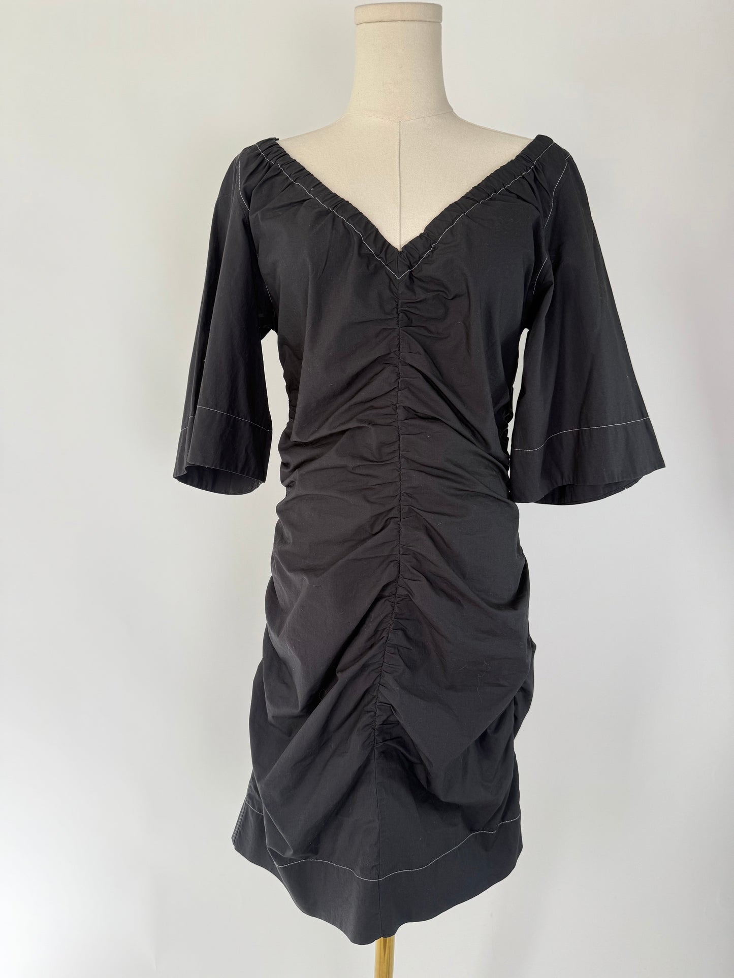 Ganni Poplin Rouched Dress