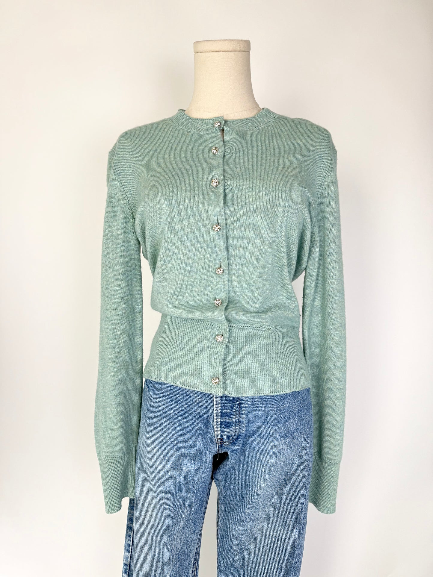 Vintage Rhinestone Button  Cardigan