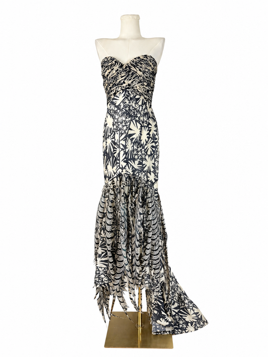 Oscar de la Rrenta 2008 AD Campaign Silk Pheasant Feather Runway Dress Gown