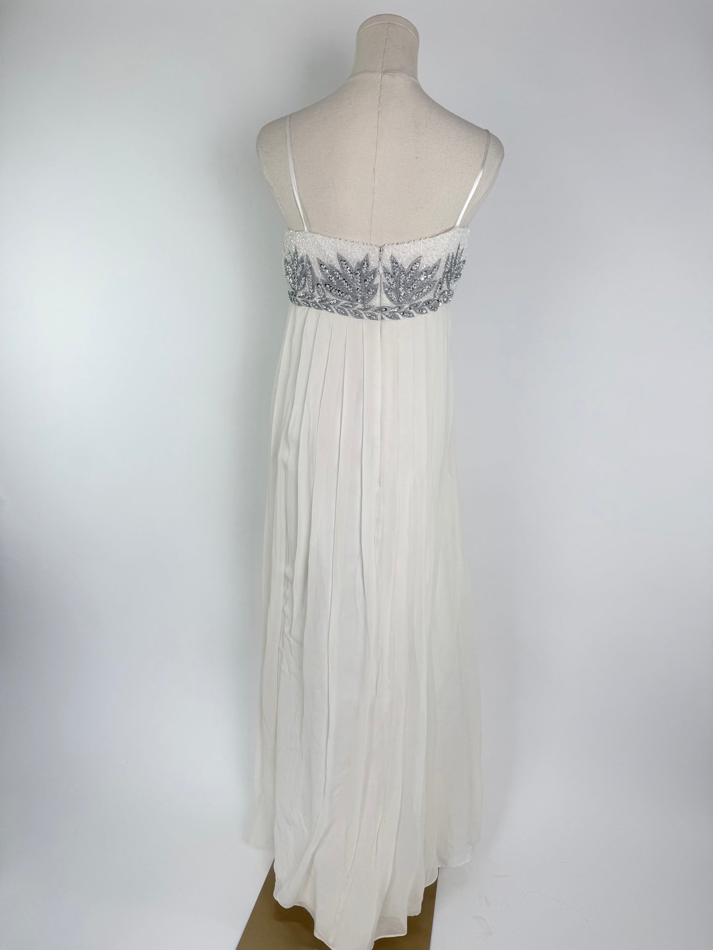 Vintage Aidan Mattox Whited Beaded/Pleated Dress