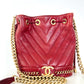 Chanel Red Chevron Bucket Bag 2017