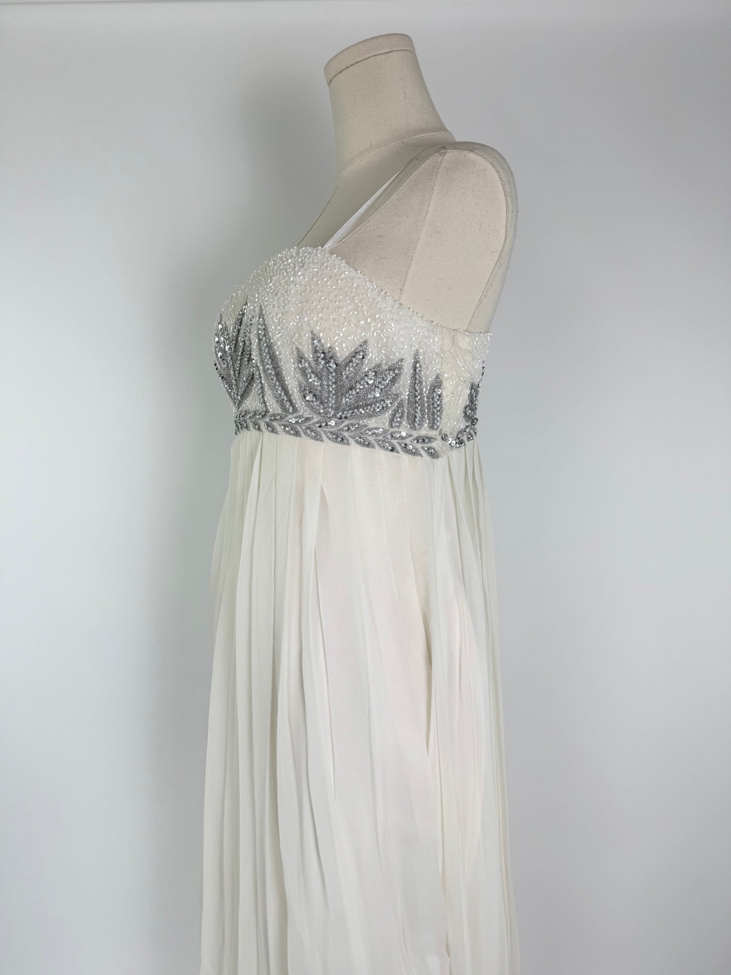 Vintage Aidan Mattox Whited Beaded/Pleated Dress