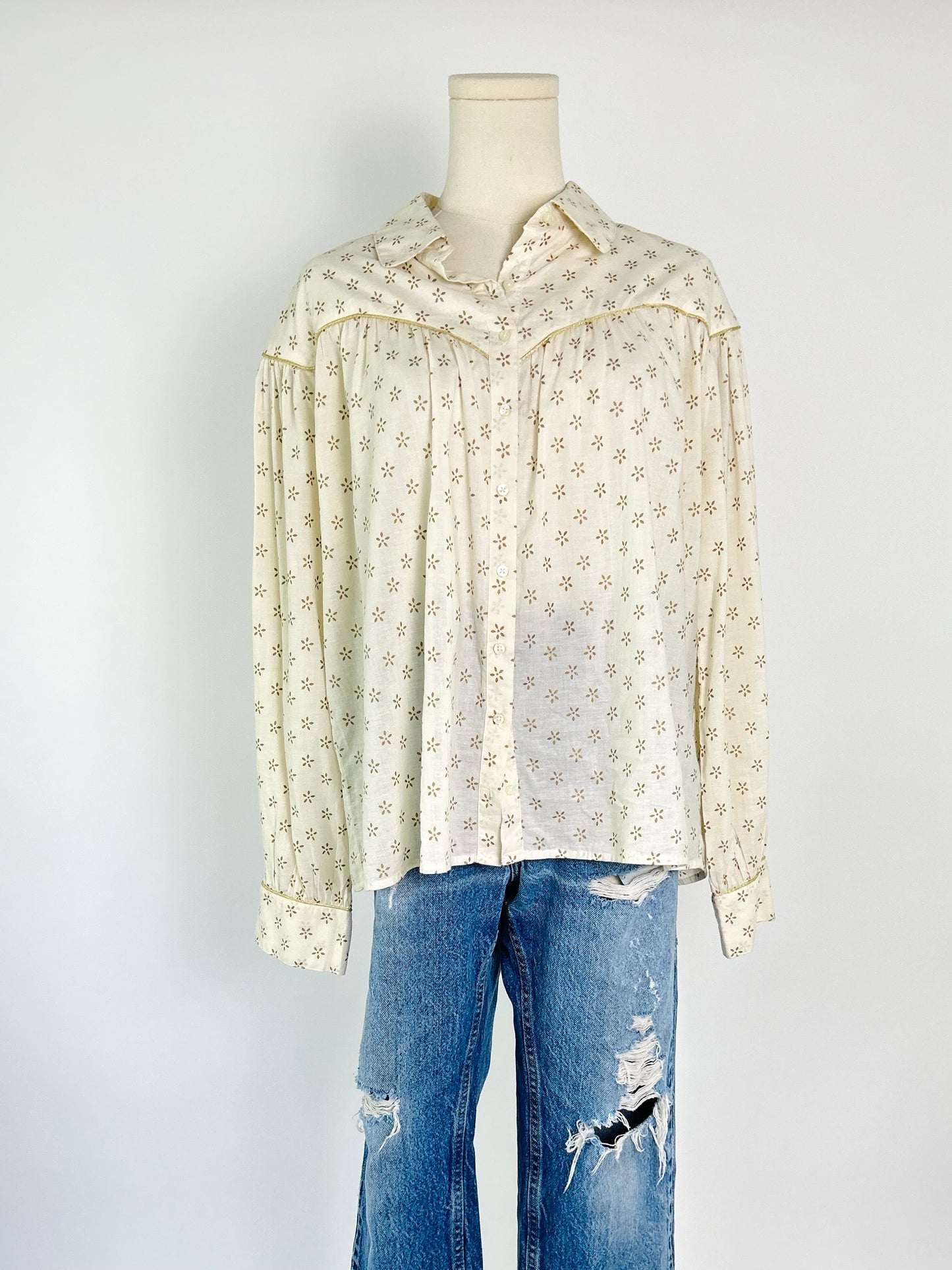 The Great Cream and Gold Flower Top