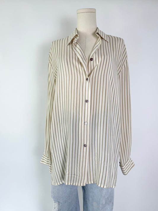 Vintage Silk Stripe Button Up