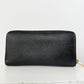 YSL Yves Saint Laurent Round Zipper Long Wallet Leather Black/Gold