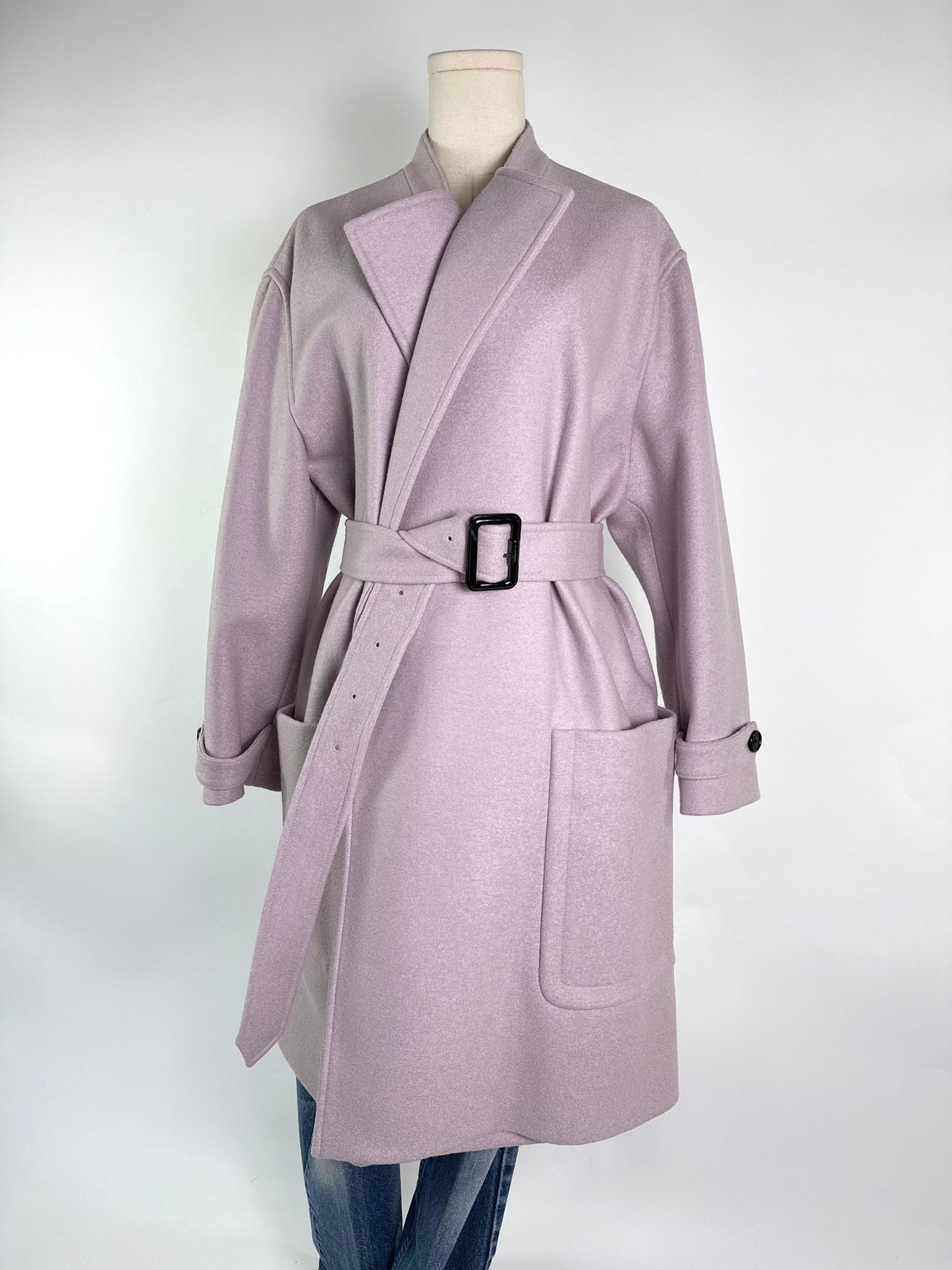 Burberry Lavender Wool Wrap Coat