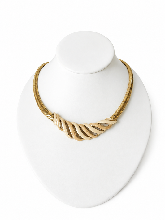 Vintage Cream Twist Enamel Snake Chain Necklace