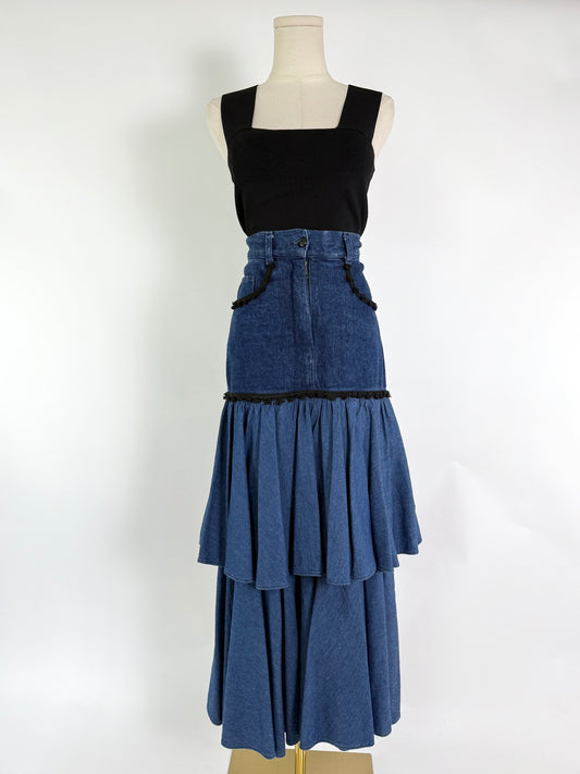 Vintage Collectors Moschino Denim Ruffle Skirt