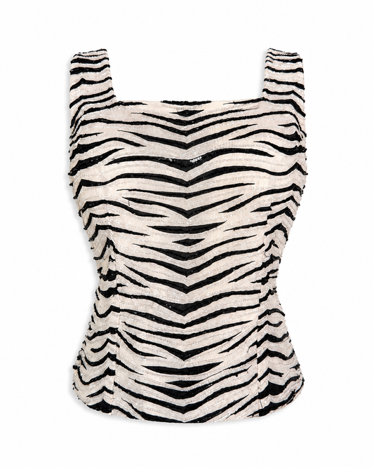 Vintage Cache Silk Zebra Tank Top