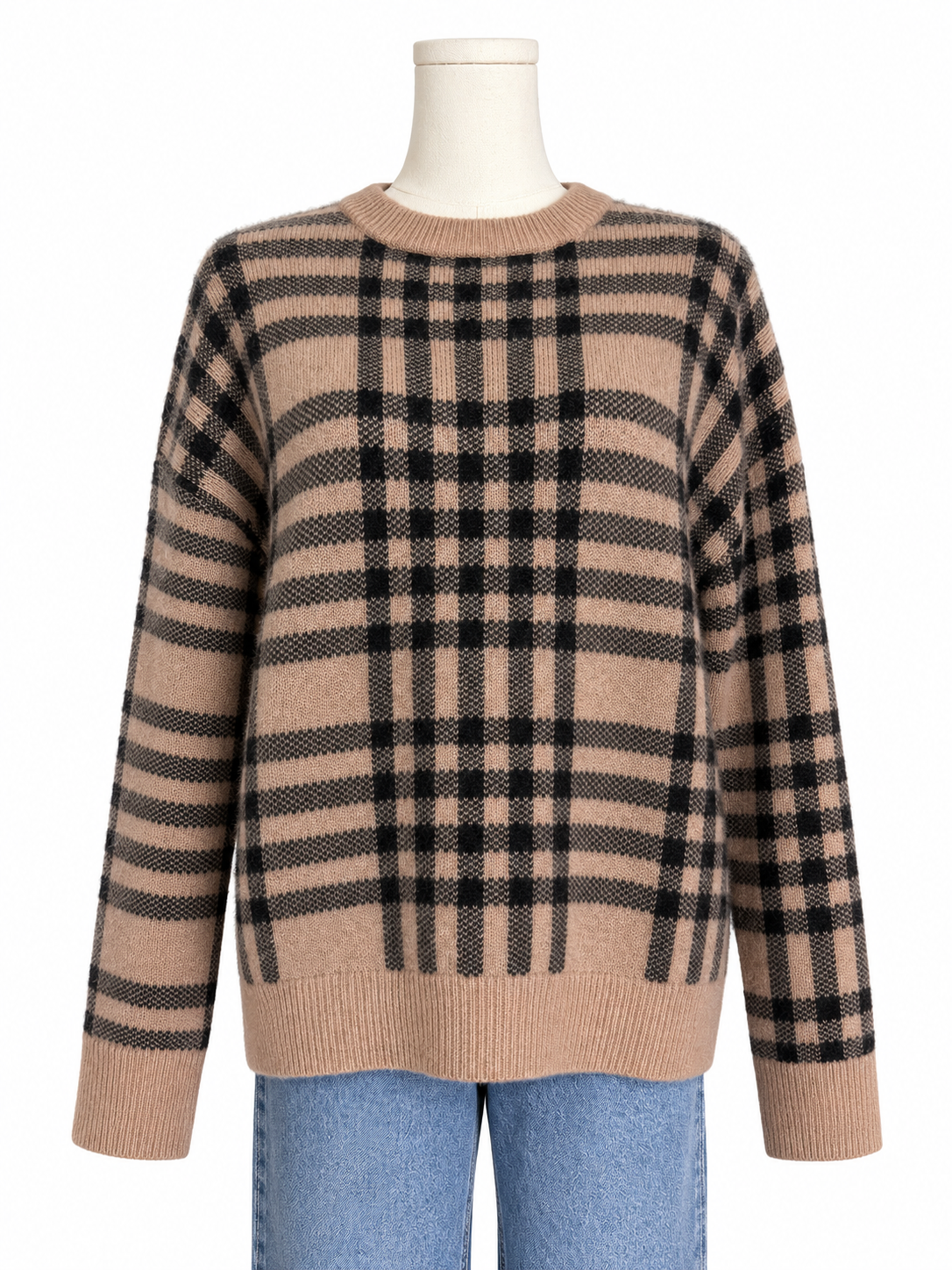 White & Warren Cashmere Plaid Sweater