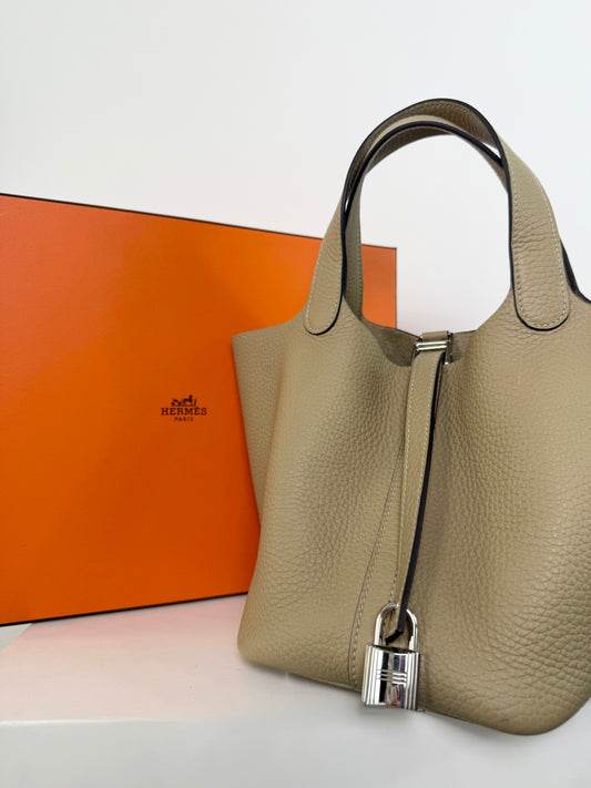 New Hermes Picotin 18 Trench PHW Full Set