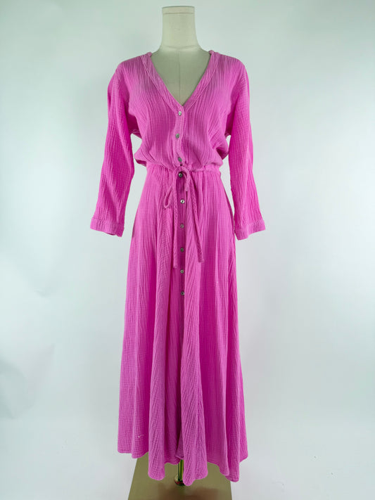 Honorine Pink Button Up Dress