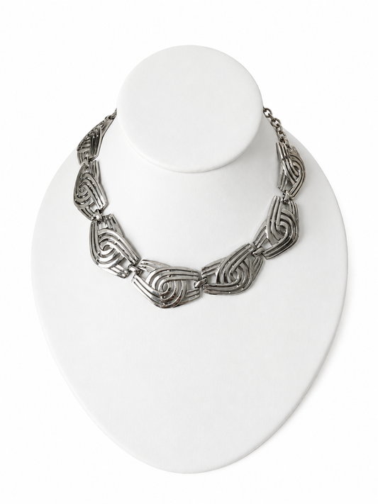 Vintage Modernist Silver Tone Necklace