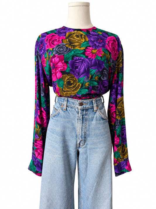 Vintage Dana Buchman Floral Silk Top