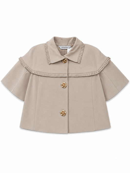 Sport Max Tan Suede Ruffle Jacket