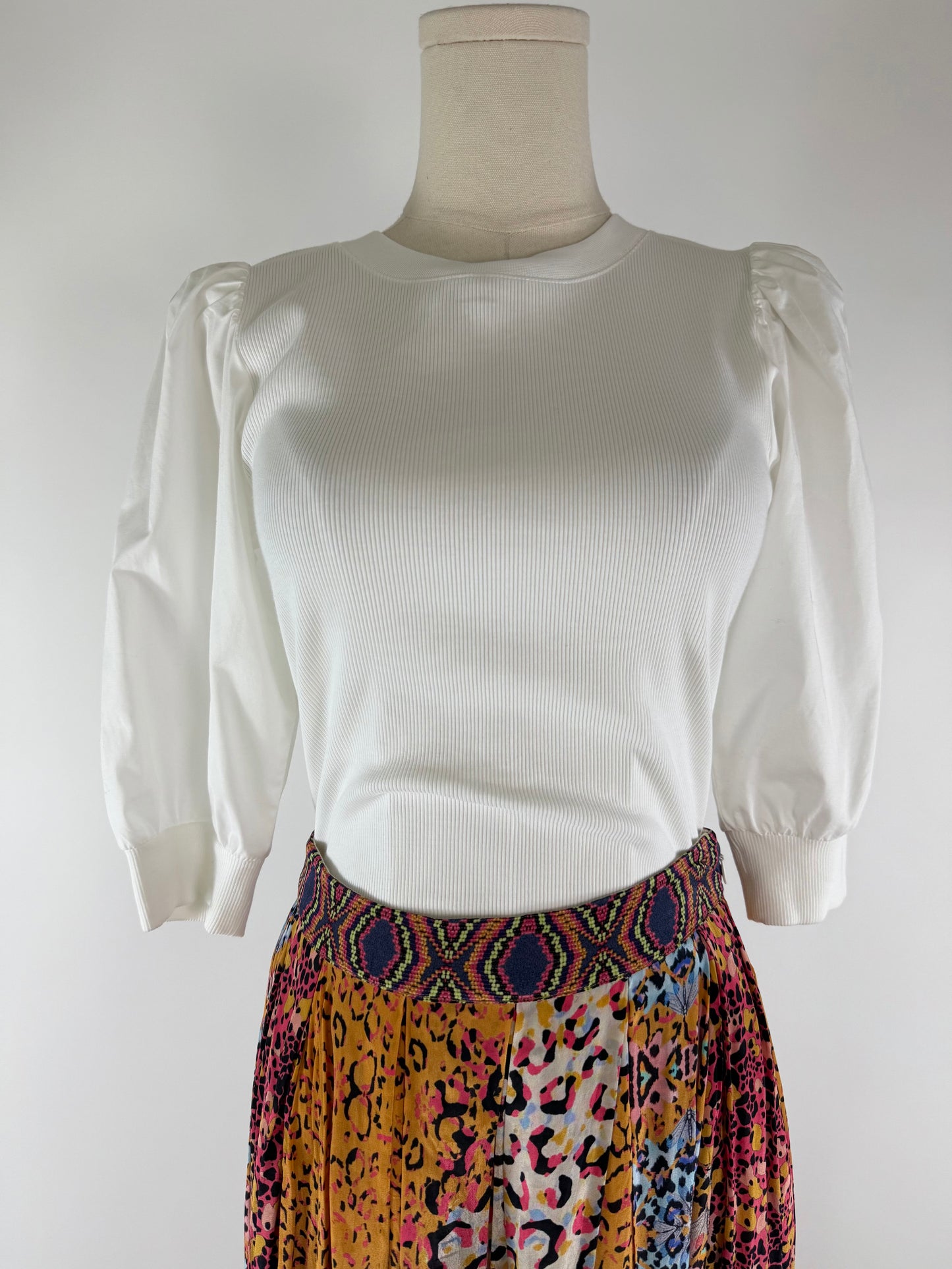 Veronica Beard White Puff Sleeve Top