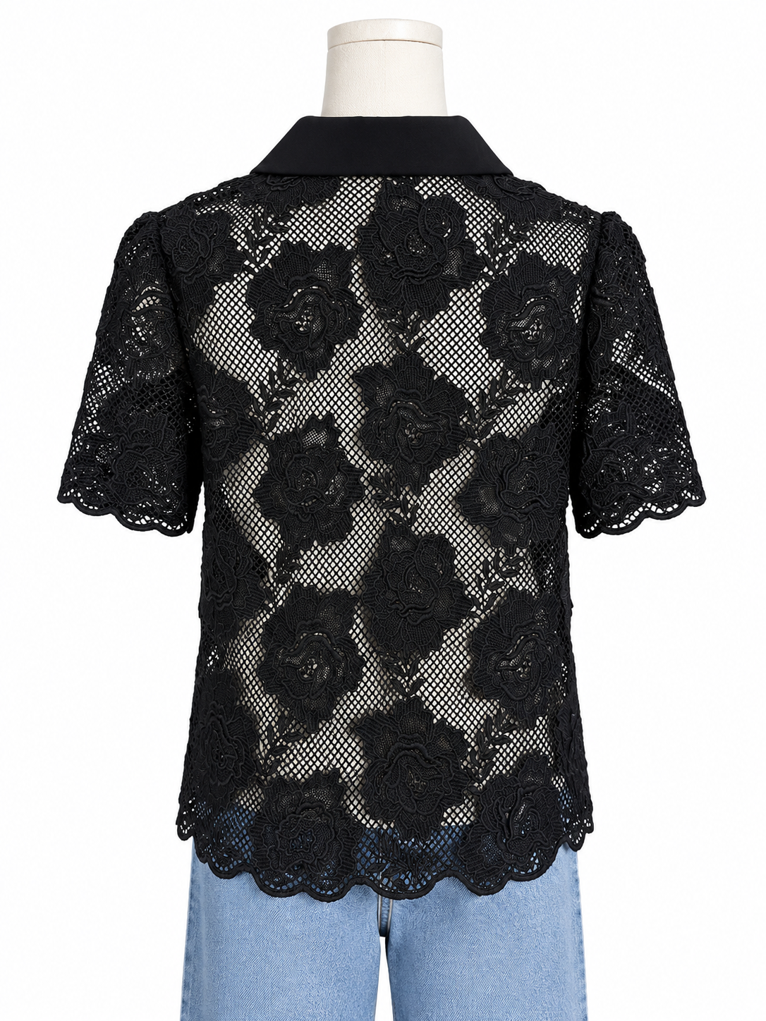 Self Portrait Guipure Lace Button Up Top