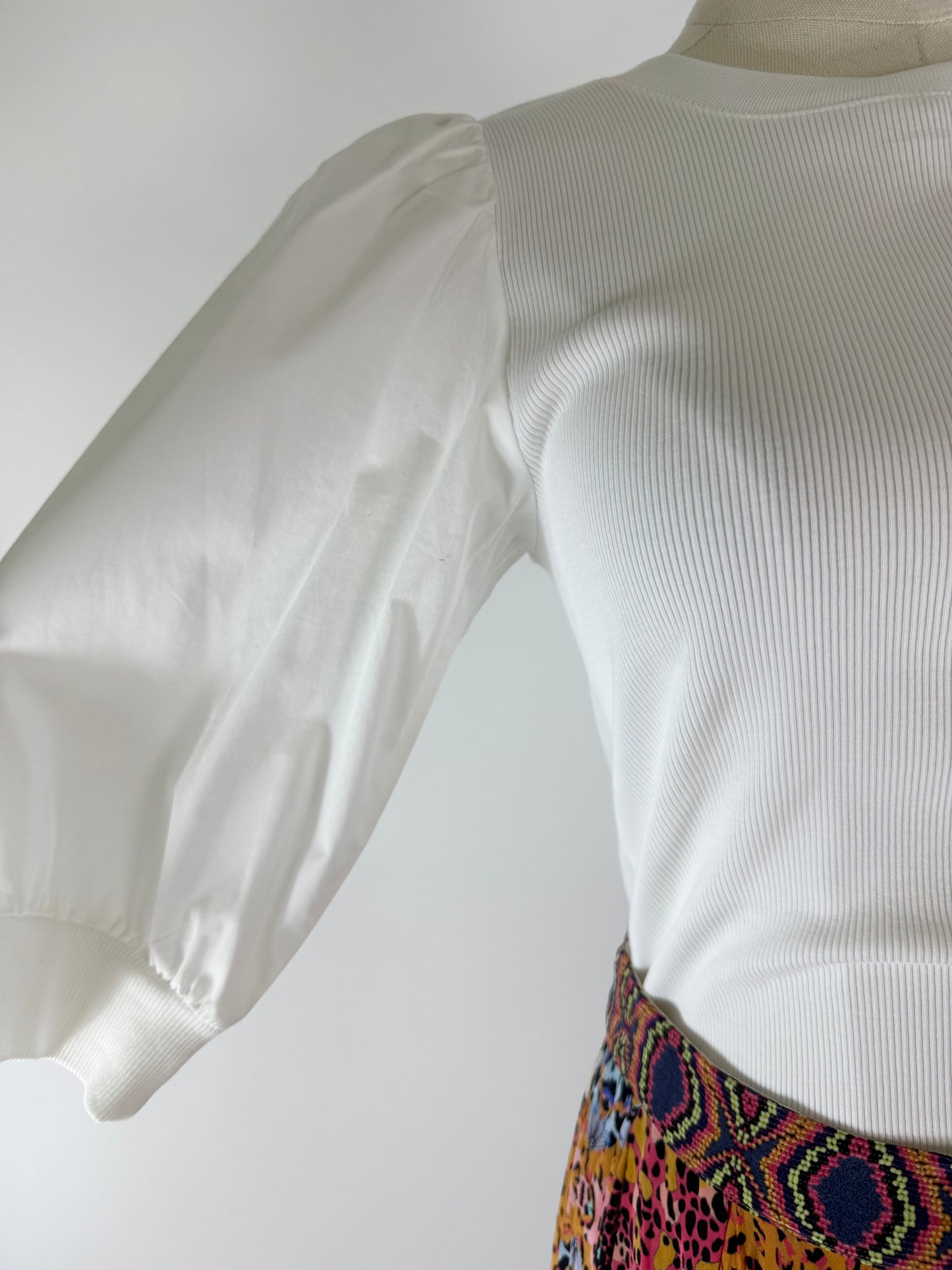 Veronica Beard White Puff Sleeve Top
