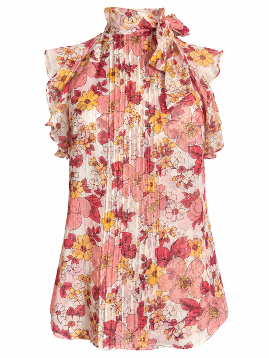 Veronica Beard Metallic Floral Top