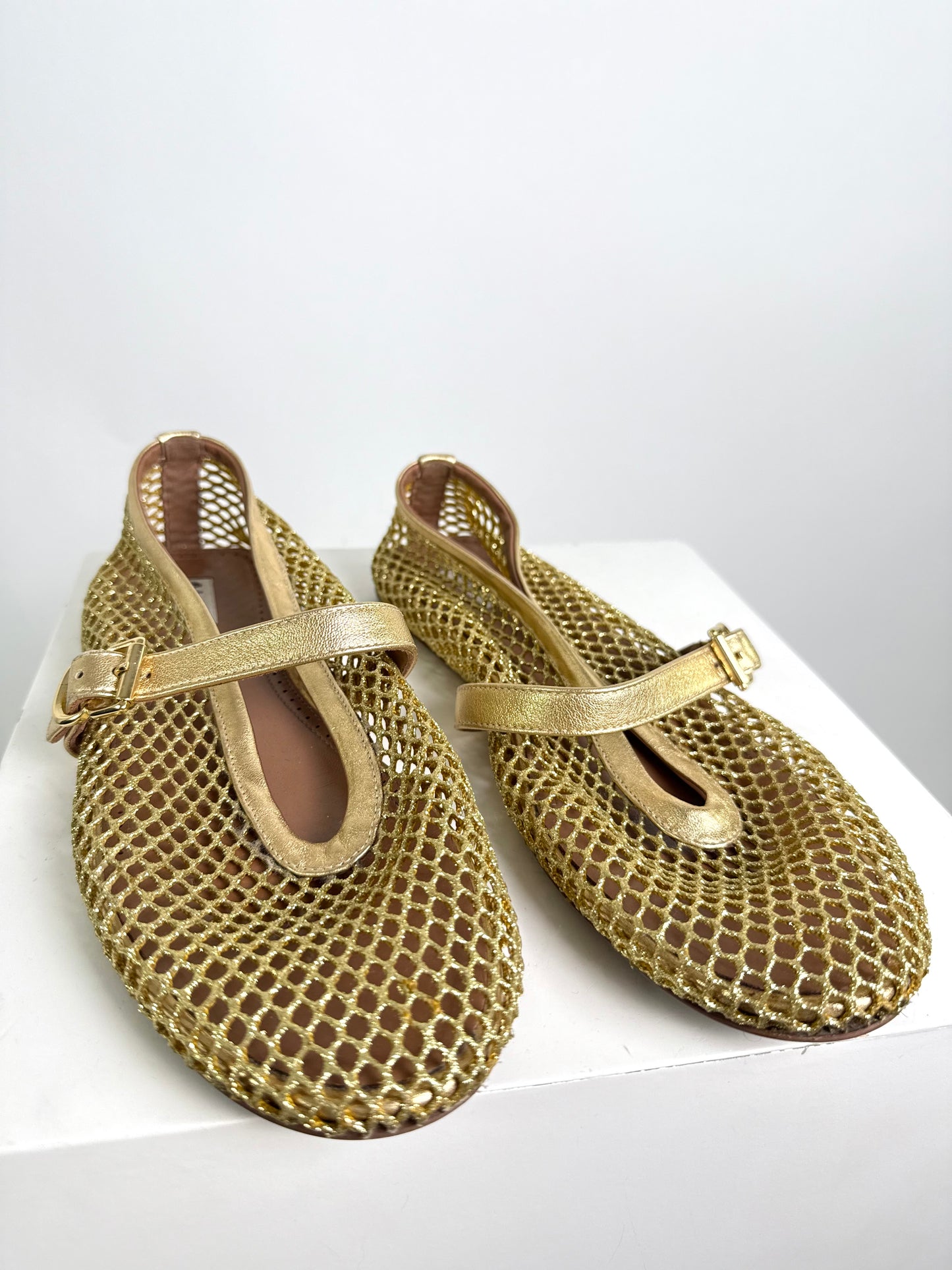 Alaia Gold Mesh Flats
