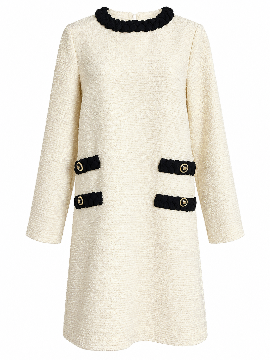 Tuckernuck White and Black Trim Jackie Tweed Dress