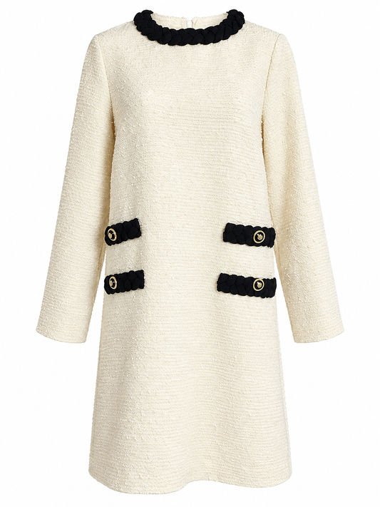 Tuckernuck White and Black Trim Jackie Tweed Dress