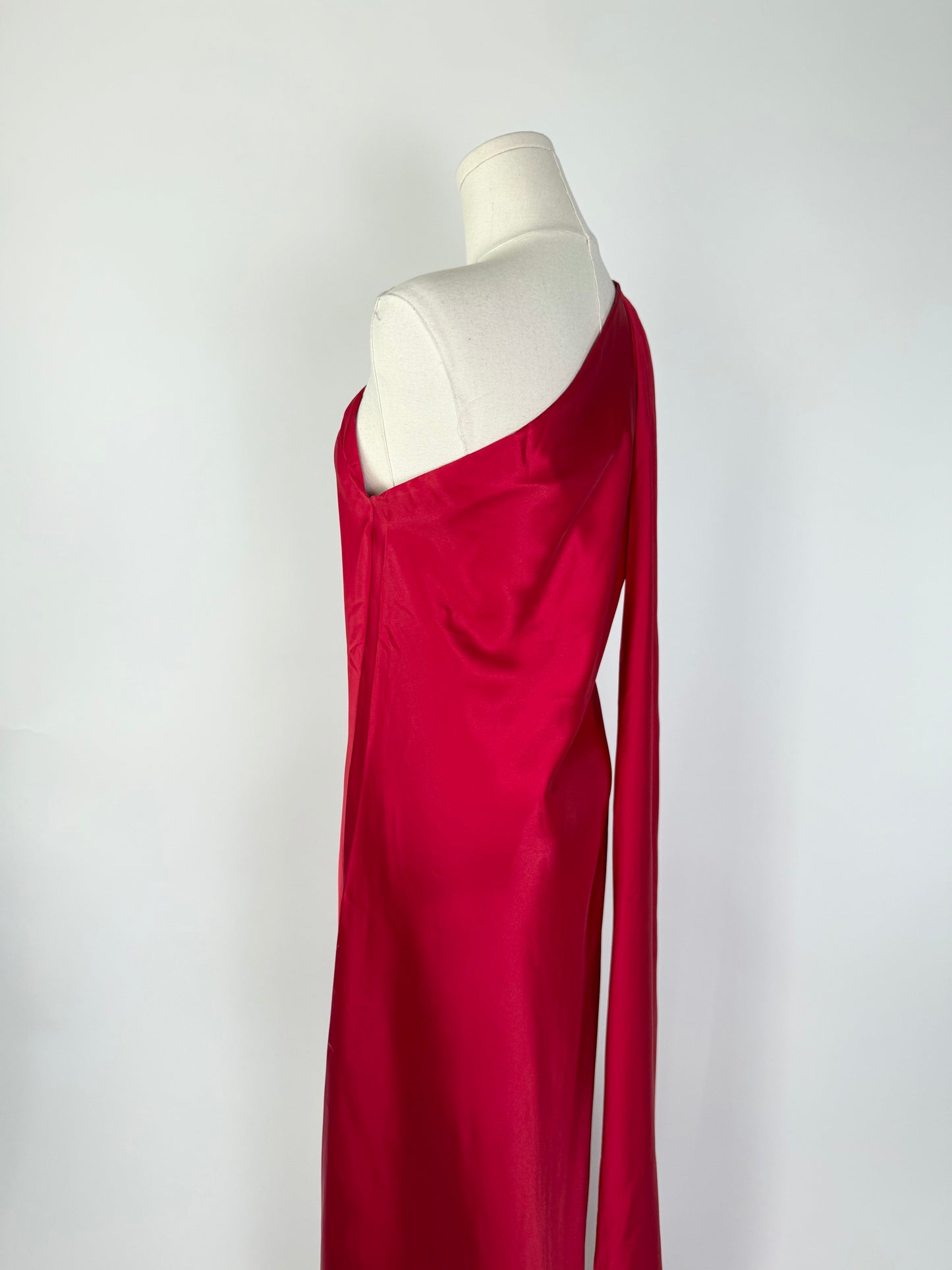 Reneec Red Cocktail Dress One Shoulder