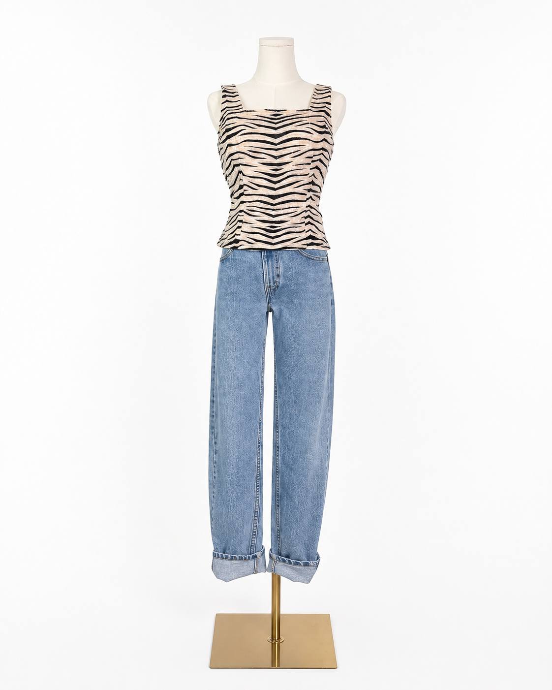 Vintage Cache Silk Zebra Tank Top