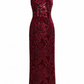Belle By Badgley Mischka Halter Neck Velvet Sequin Gown
