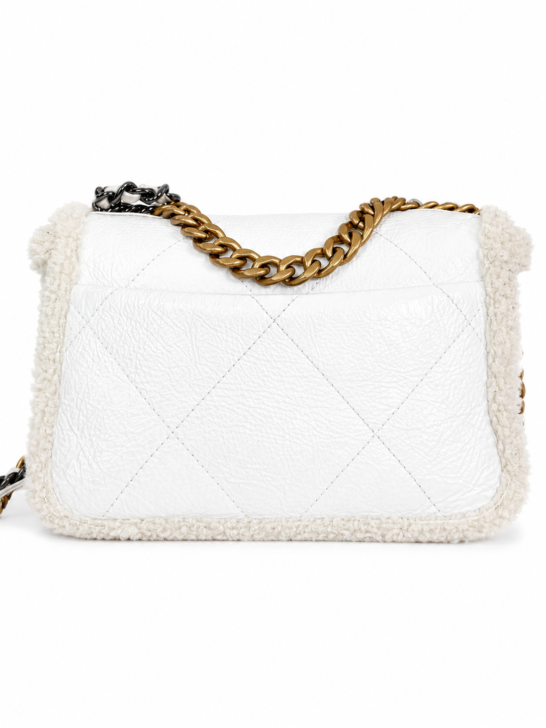Chanel White Shearling 19 Medium Flap Bag
