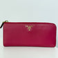 Prada Saffiano Leather Half Zip Long Wallet