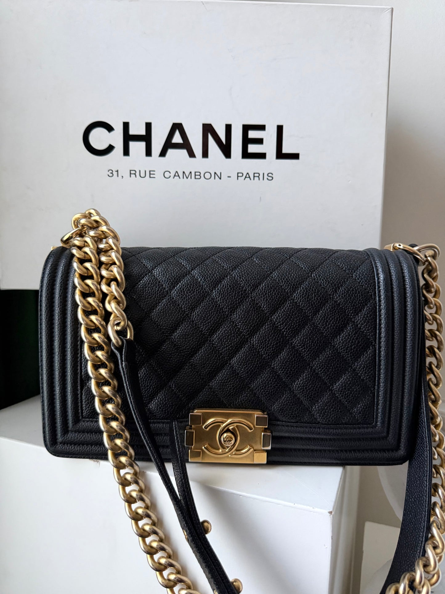 Chanel Classic Caviar Medium Boy Bag